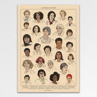 Cover image for 5060434074553 - A-Z Female Authors A3 Art Print