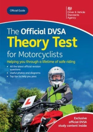 Cover image for 9780115541292 - The Official DVSA Theory Test for Motorcyclists 2024 edition