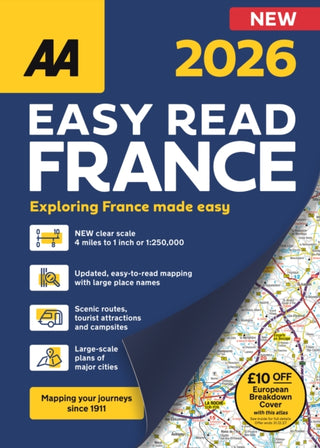 Cover image for 9780749584443 - AA Easy Read Atlas France 2026