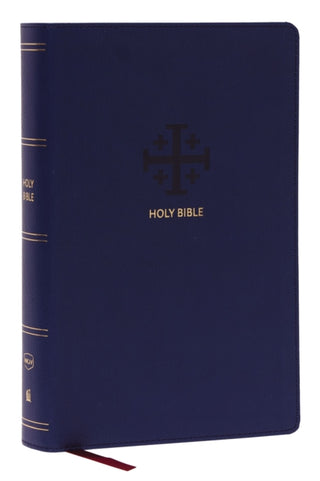 Cover image for 9780785294511 - NKJV, End-of-Verse Reference Bible, Personal Size Large Print, Leathersoft, Blue, Red Letter, Thumb Indexed, Comfort Print