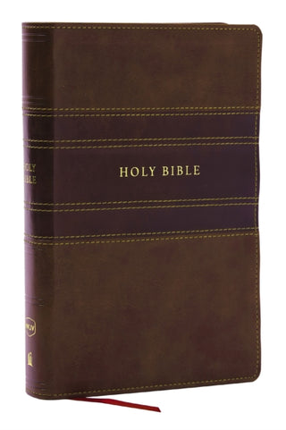 Cover image for 9781400335428 - NKJV Personal Size Large Print Bible with 43,000 Cross References, Brown Leathersoft, Red Letter, Comfort Print (Thumb Indexed)