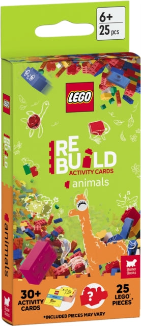 Cover image for 9781837250622 - LEGO® Books: ReBuild Activity Cards: Animals (with over 30 activity cards and 25 LEGO elements)