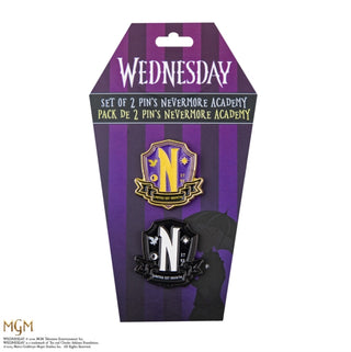 Supplemental image for 4895205616325 - Wednesday Set Of 2 Pin Badge-Nevermore Academy