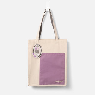 Cover image for 5035393380311 - Bookaroo Tote Bag - Aubergine & Cream