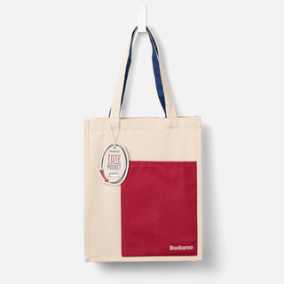 Cover image for 5035393380465 - Bookaroo Tote Bag - Dark Red & Navy
