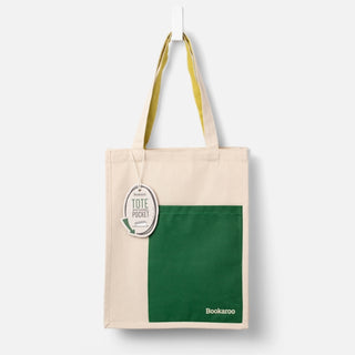 Supplemental image for 5035393380496 - Bookaroo Tote Bag - Forest Green & Chartreuse