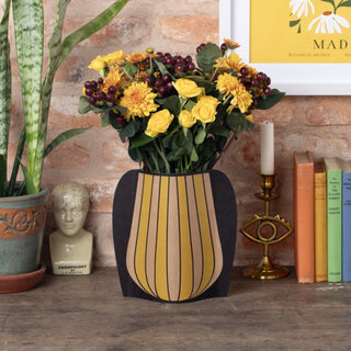 Cover image for 5035393477066 - The Cardboard Vase Sleeve - Yellow Stripy
