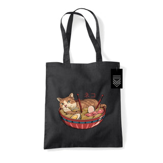 Cover image for 5050293868301 - Vincent Trinidad (Neko Ramen Bowl) Black Tote Bag