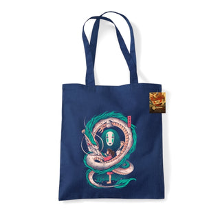 Supplemental image for 5050293868400 - Ilustrata (The Girl And The Dragon) Navy Tote Bag