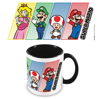 Cover image for 5050574268820 - Super Mario (4 Colour) Black 11oz/315ml Coloured Inner Mug