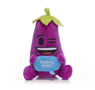Supplemental image for 5050624391058 - 7" Aubergine Emoji Plush Gift