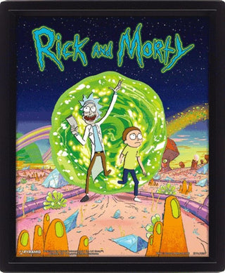 Cover image for 5051265976291 - Rick And Morty (Portal) 10 x 8" 3D Lenticular Poster (Framed)
