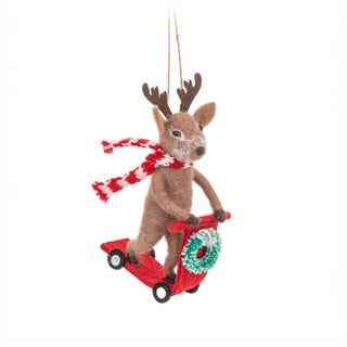 Cover image for 5055259285697 - Reindeer on a Scooter Felt Decoration