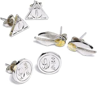 Cover image for 5055583412110 - Harry Potter Deathly Hallows/Golden Snitch/Platform Stud Earring Set