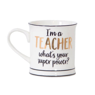 Supplemental image for 5055992749258 - Sass & Belle Metallic Monochrome I'm A Teacher Mug