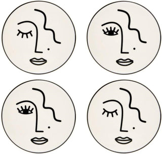 Cover image for 5055992769744 - Sass & Belle Abstract Face White Coasters - Set Of 4