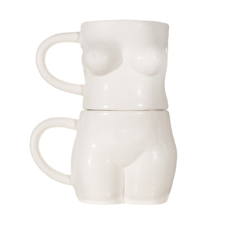 Supplemental image for 5055992790090 - Sass & Belle Body Stacking Mugs White - Set of 2