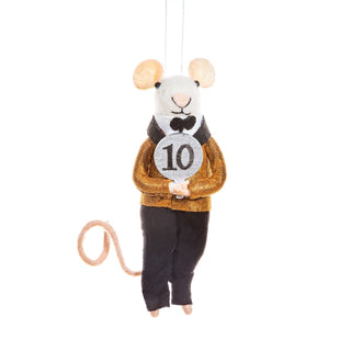 Supplemental image for 5055992798577 - Dancing Judge Mouse Felt Hanging Decoration