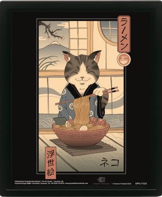 Supplemental image for 5056480339975 - Vincent Trinidad (Neko Ramen Ukiyo-E) Framed 3D
