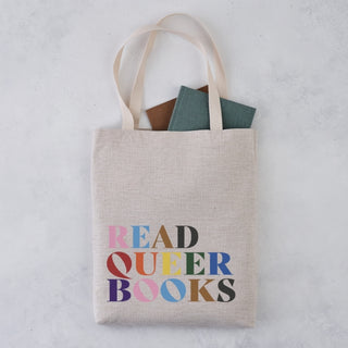 Supplemental image for 5060434073839 - Read Queer Books Rainbow Tote Bag
