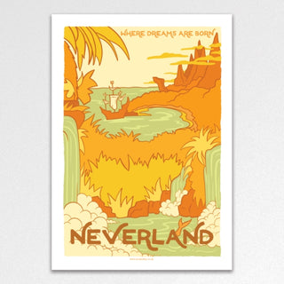Supplemental image for 5060434074522 - Neverland Vintage Travel Poster A3 Art Print