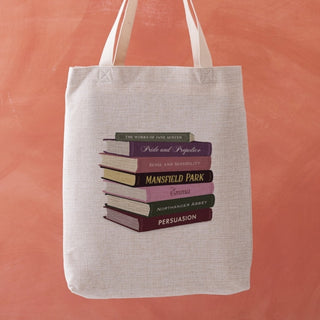 Supplemental image for 5060434075253 - Jane Austen Book Stack Tote Bag