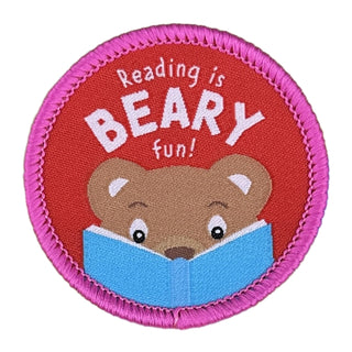 Supplemental image for 5060769436873 - Reading is Beary Fun Sew On Patch