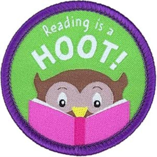 Supplemental image for 5060769436897 - Reading is a Hoot Sew On Patch
