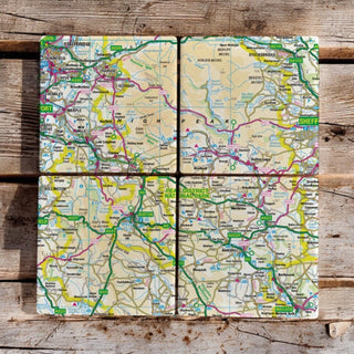 Cover image for 5060995492438 - The OS Map Ceramic Four Coaster Set - Peak District National Park