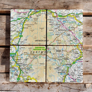 Cover image for 5060995492452 - The OS Map Ceramic Four Coaster Set - Dartmoor National Park