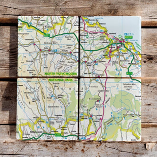 Cover image for 5060995492469 - The OS Map Ceramic Four Coaster Set - North York Moors National Park