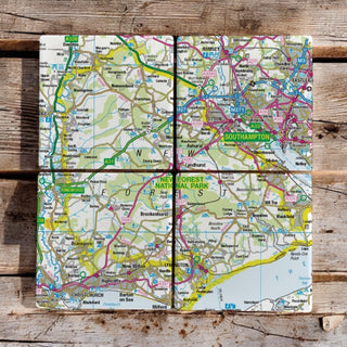 Cover image for 5060995492513 - The OS Map Ceramic Four Coaster Set - New Forest National Park