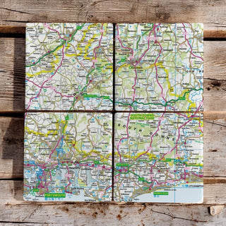 Cover image for 5060995492520 - The OS Map Ceramic Four Coaster Set - South Downs National Park