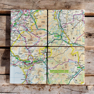 Cover image for 5060995492537 - The OS Map Ceramic Four Coaster Set - Snowdonia National Park