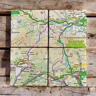 Cover image for 5060995492551 - The OS Map Ceramic Four Coaster Set - Brecon Beacons National Park