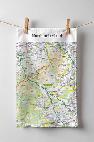 Cover image for 5060995492643 - The OS Map Tea-towel - Northumberland National Park