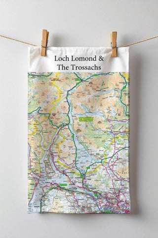 Cover image for 5060995492711 - The OS Map Tea-towel - Loch Lomond and The Trossachs National Park