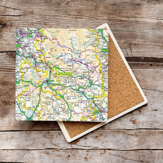 Cover image for 5060995492735 - OS Map Ceramic Single Coaster - Peak District National Park