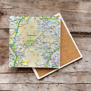 Cover image for 5060995492759 - OS Map Ceramic Single Coaster - Dartmoor National Park