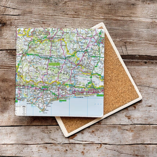 Cover image for 5060995492827 - The OS Map Ceramic Single Coaster - South Downs National Park
