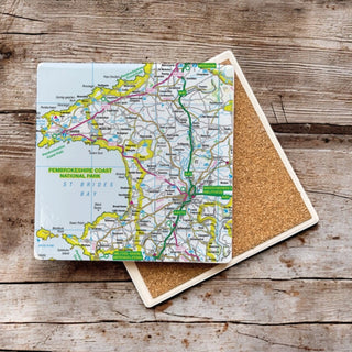 Cover image for 5060995492841 - The OS Map Ceramic Single Coaster - Pembrokeshire Coast National Park