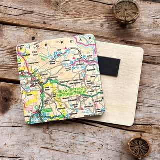 Cover image for 5060995492889 - OS Map Wooden Square Magnet - Peak District National Park