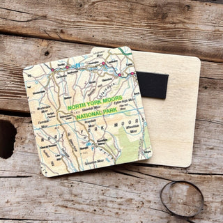 Cover image for 5060995492919 - The OS Map Wooden Square Magnet - North York Moors National Park