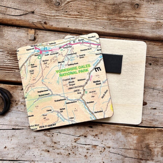 Cover image for 5060995492926 - The OS Map Wooden Square Magnet - Yorkshire Dales National Park