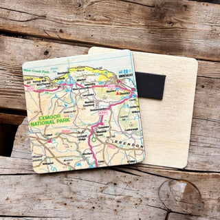 Cover image for 5060995492933 - The OS Map Wooden Square Magnet - Exmoor National Park