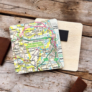 Cover image for 5060995492957 - OS Map Wooden Square Magnet - The Broads