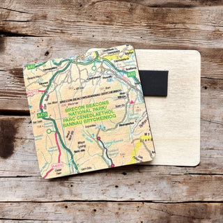 Cover image for 5060995493008 - The OS Map Wooden Square Magnet - Brecon Beacons National Park