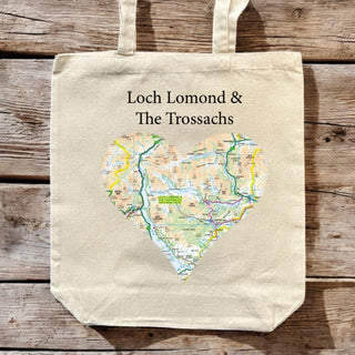 Cover image for 5060995493466 - OS Map Premium Canvas Tote Bag - Loch Lomond and The Trossachs National Park