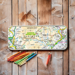 Cover image for 5060995493800 - The OS Map Metal Pencil Tin - Dartmoor National Park