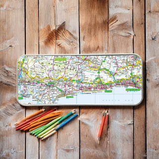 Cover image for 5060995493879 - The OS Map Metal Pencil Tin - South Downs National Park